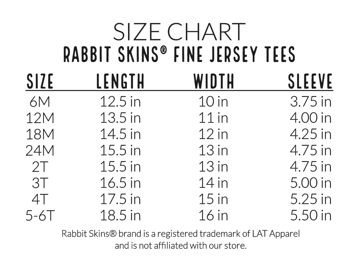 sizing info rabbit skins tees